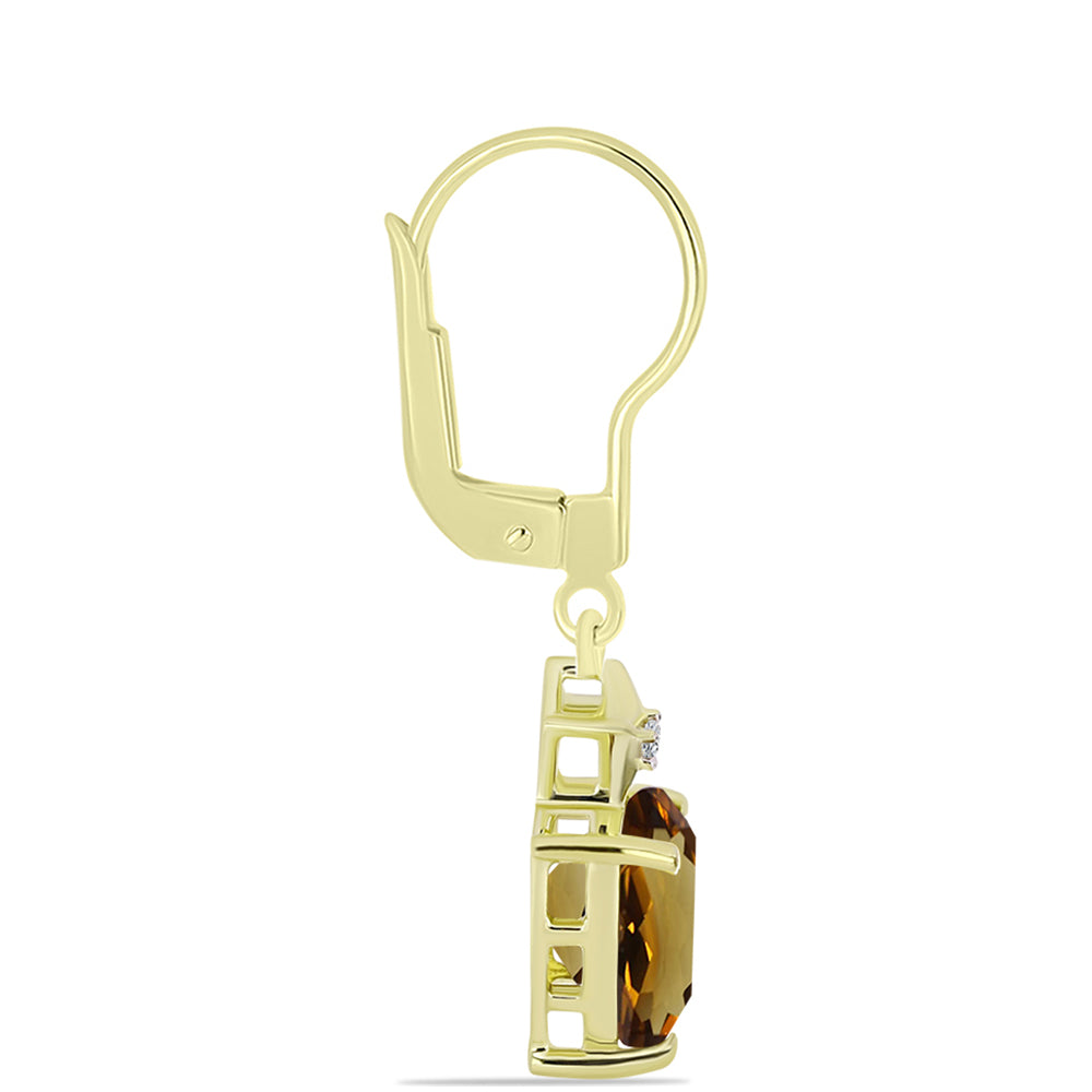 Goldplattierte Silberohrringe mit Cognac-Quarz und weißem Topas 2 