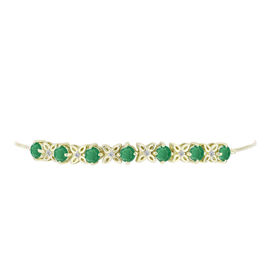 Goldplattiertes Silberarmband mit brasilianischem Smaragd und weißem Topas