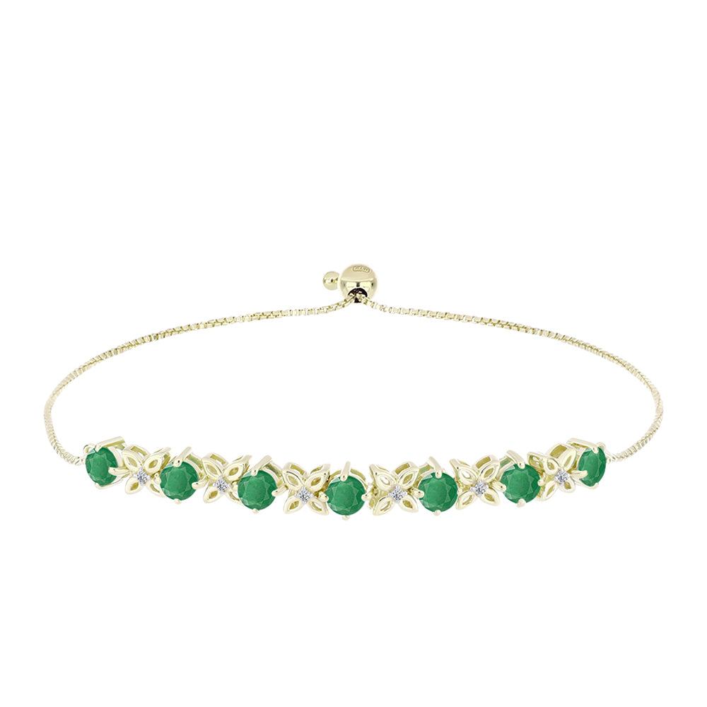Goldplattiertes Silberarmband mit brasilianischem Smaragd und weißem Topas