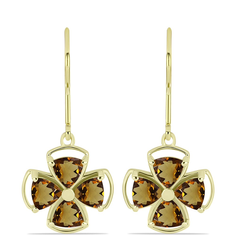 Goldplattierte Silberohrringe mit Cognac-Quarz 1 