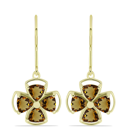 Goldplattierte Silberohrringe mit Cognac-Quarz