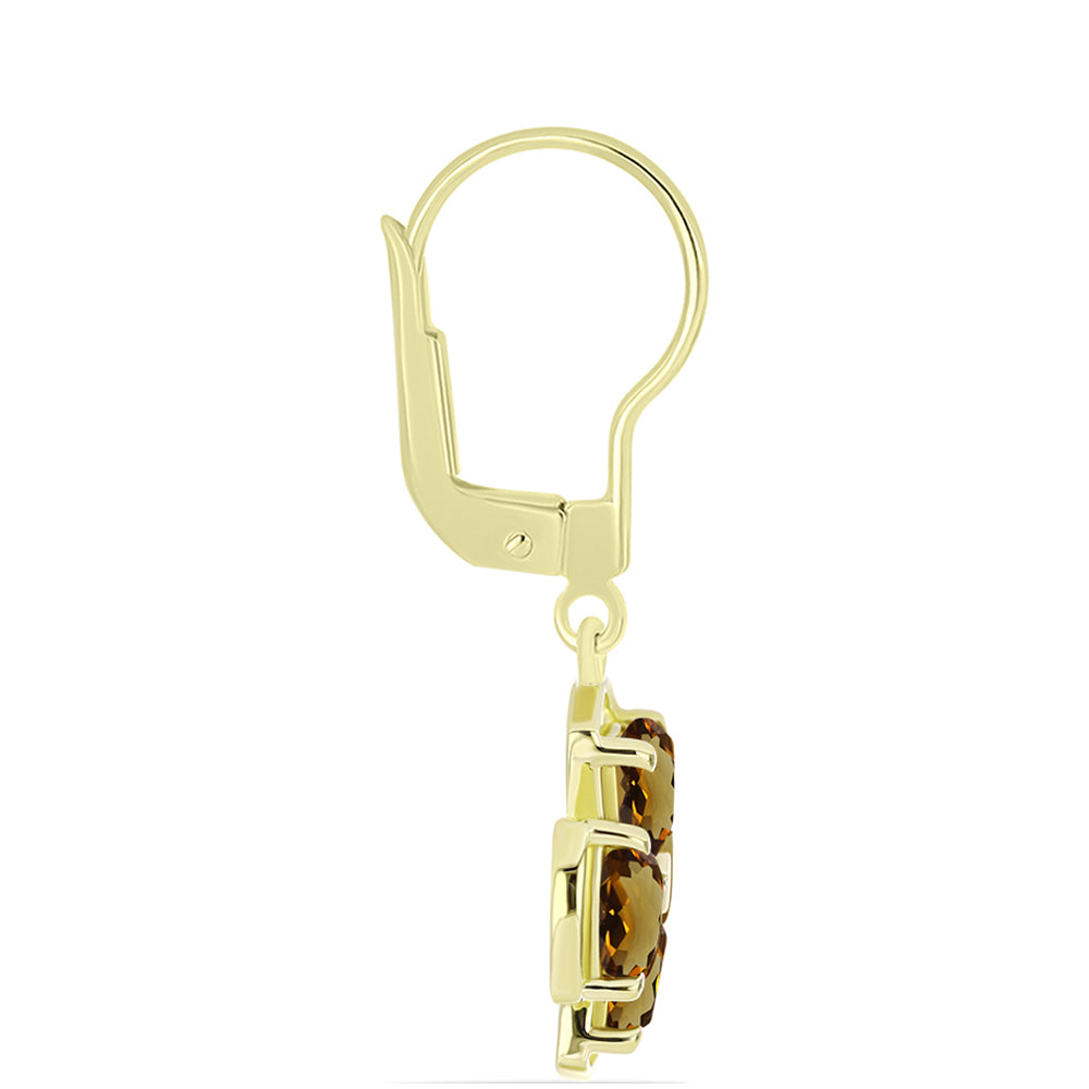 Goldplattierte Silberohrringe mit Cognac-Quarz