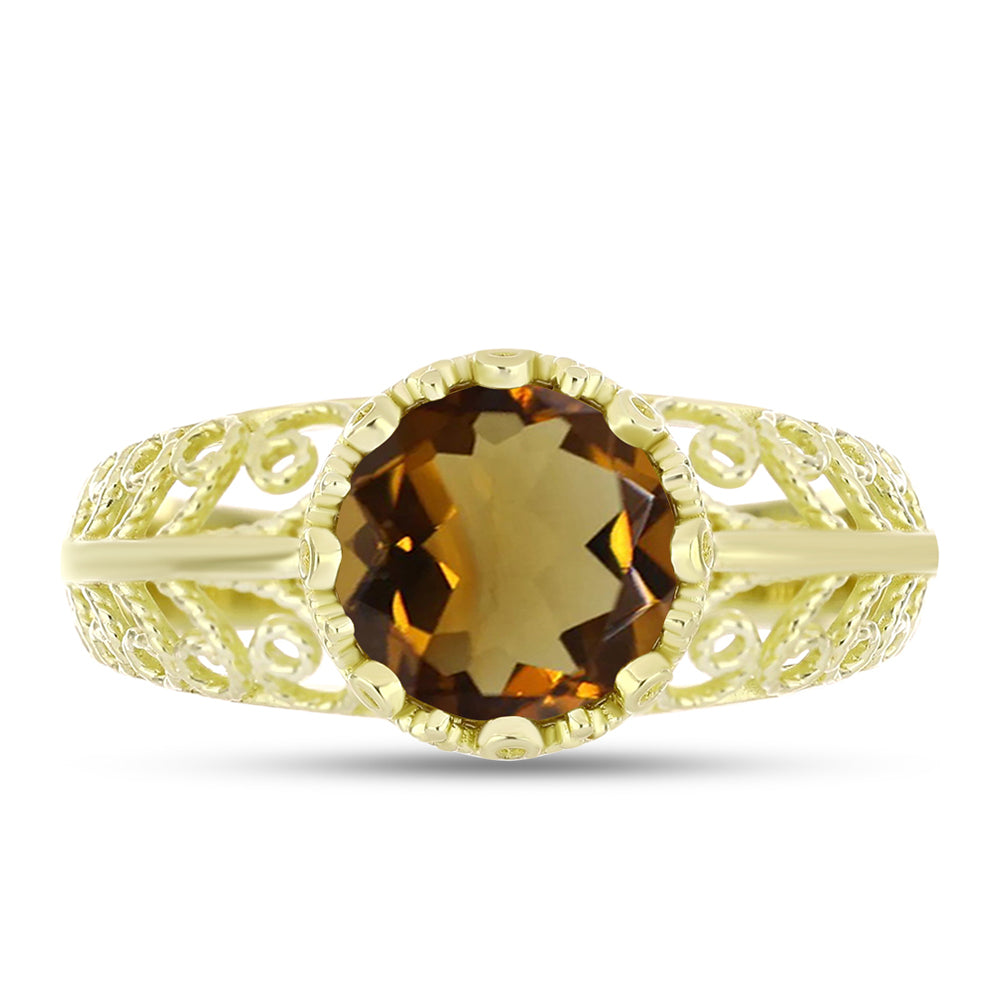 Goldplattierter Silberring mit Cognac-Quarz
