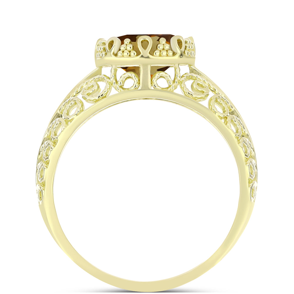Goldplattierter Silberring mit Cognac-Quarz 2 