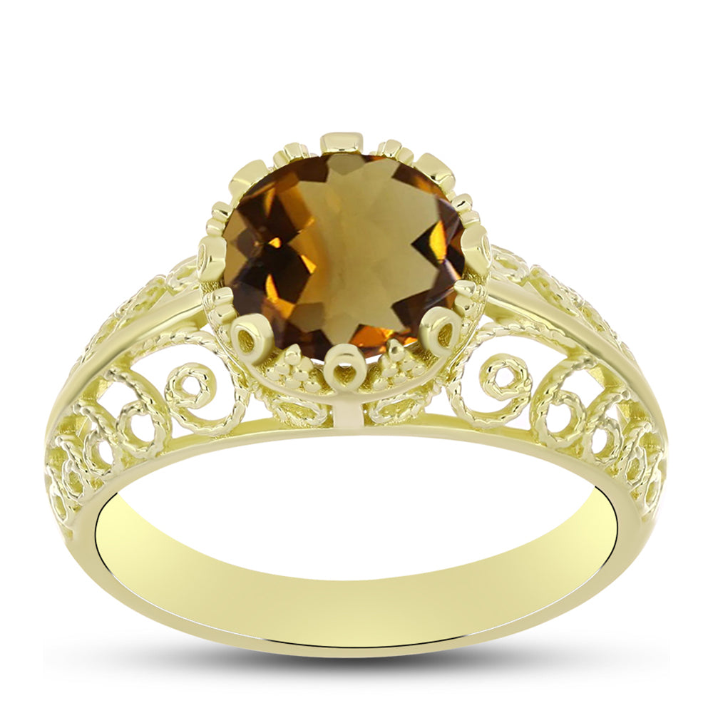 Goldplattierter Silberring mit Cognac-Quarz 3 