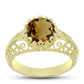Goldplattierter Silberring mit Cognac-Quarz