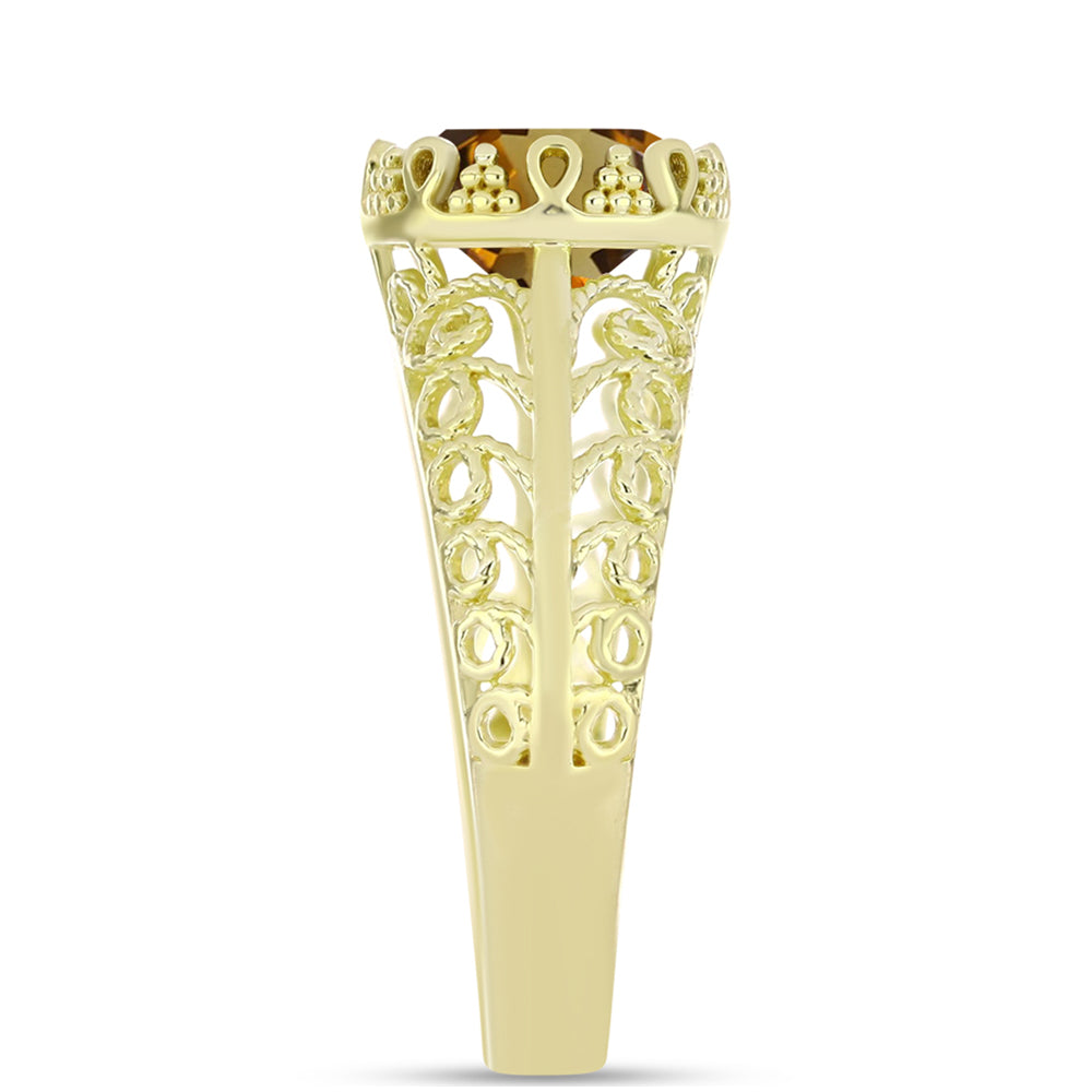 Goldplattierter Silberring mit Cognac-Quarz 4 