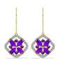 Goldplattierte Silberohrringe mit lila Achat und marokkanischem Amethyst