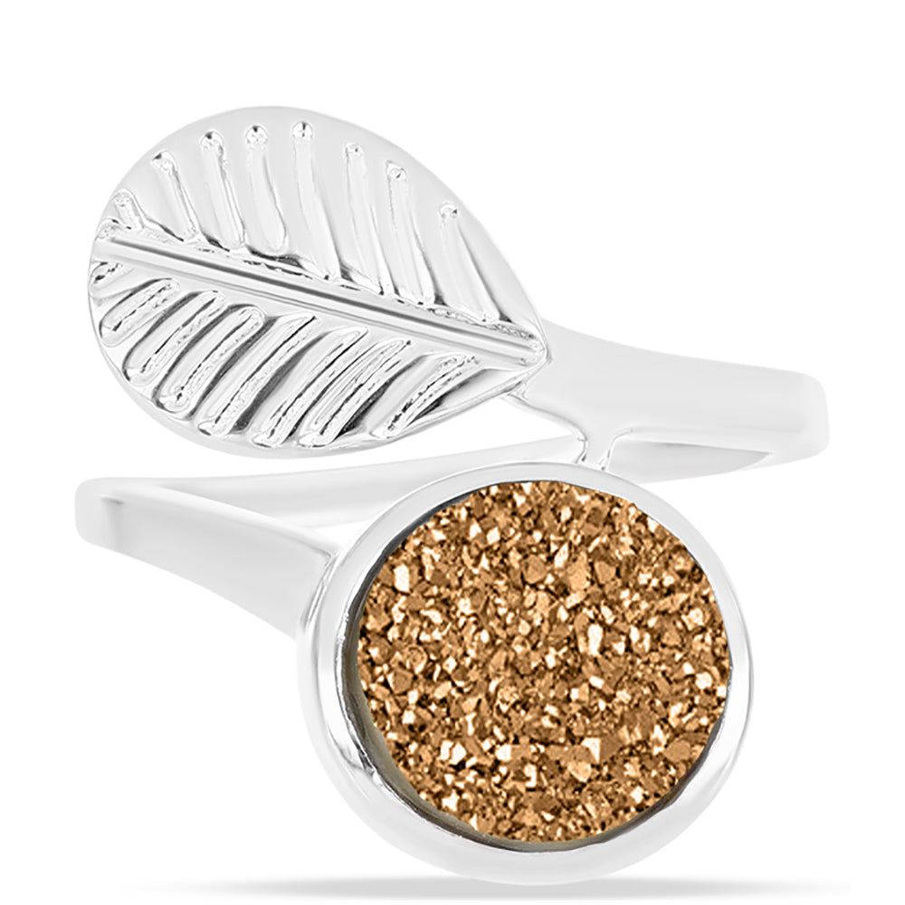 Silberring mit goldfarbener Druse 1 