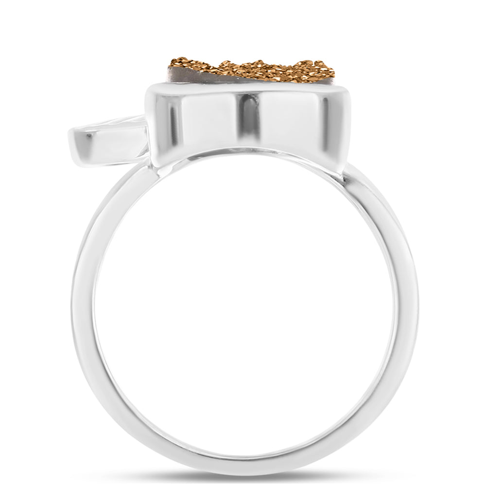 Silberring mit goldfarbener Druse