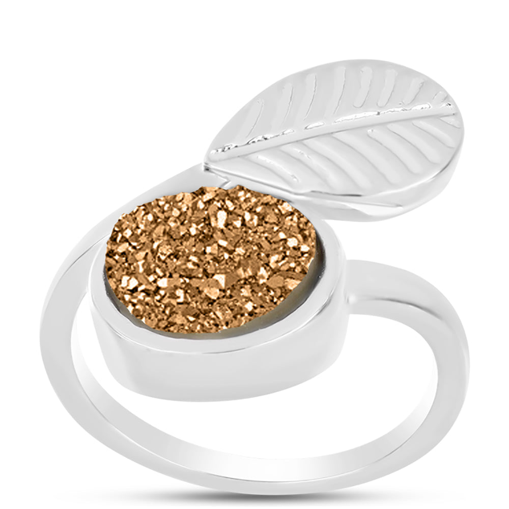 Silberring mit goldfarbener Druse 3 
