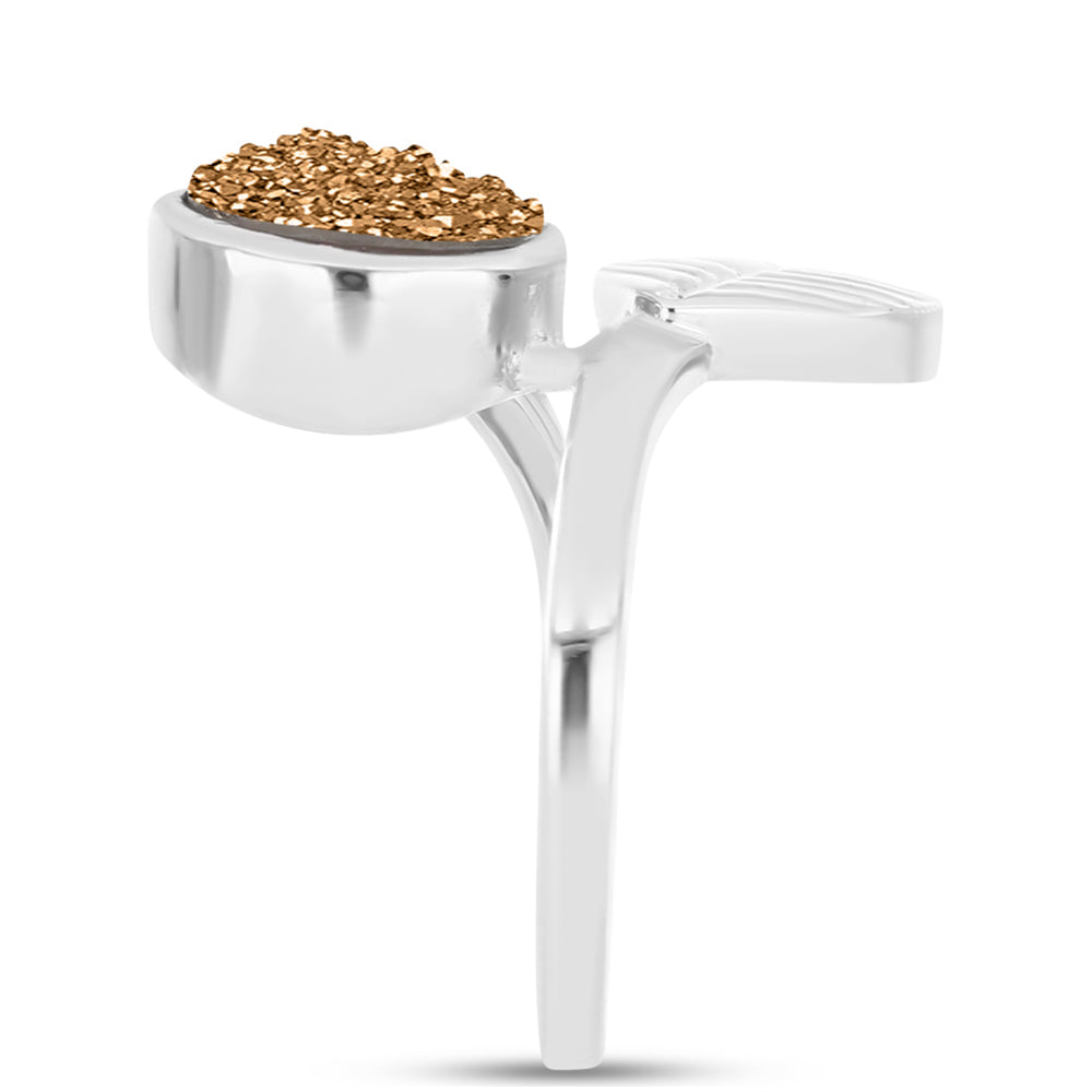 Silberring mit goldfarbener Druse 4 