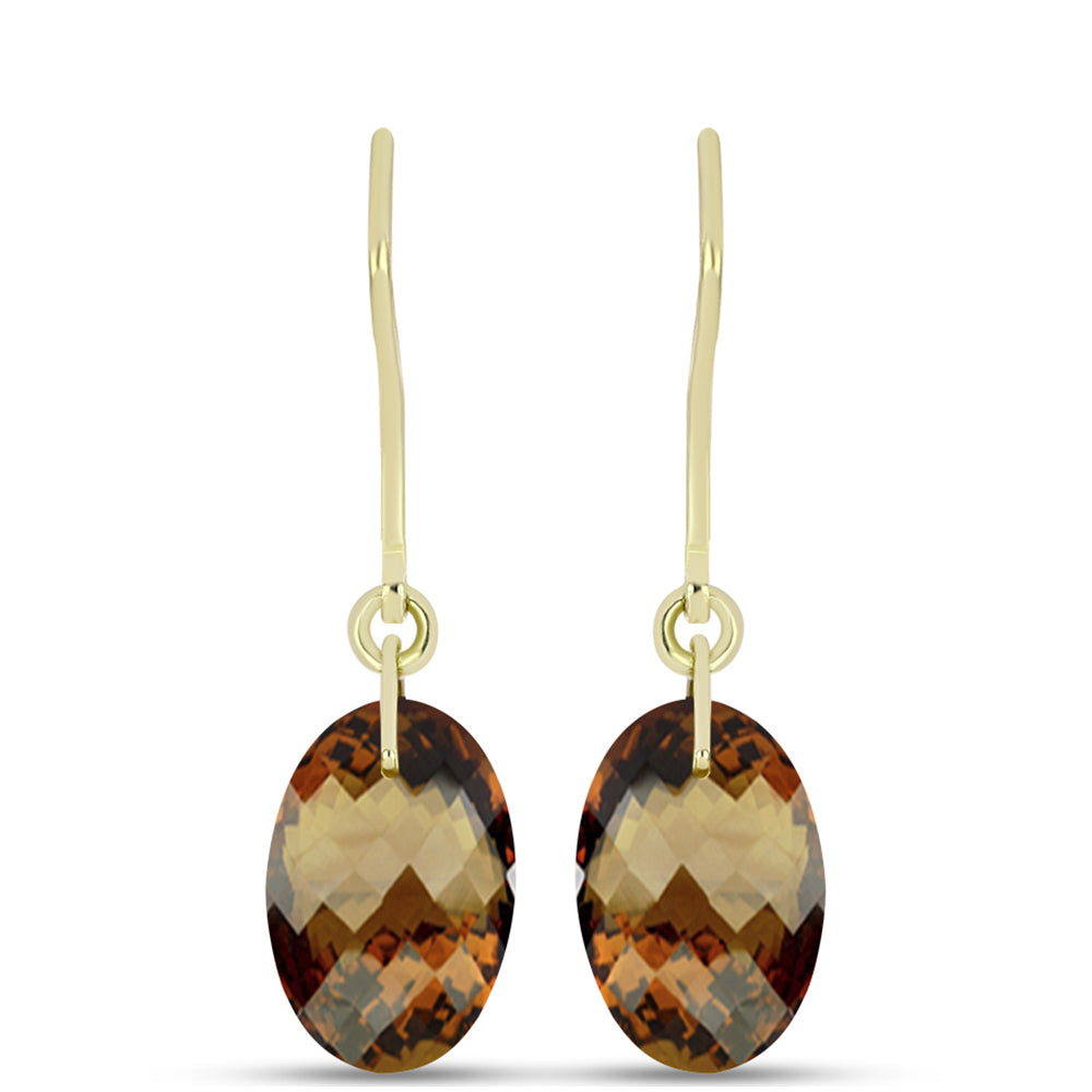 Goldplattierte Silberohrringe mit Cognac-Quarz 1 