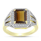 Goldplattierter Silberring mit Cognac-Quarz und weißem Topas