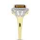 Goldplattierter Silberring mit Cognac-Quarz und weißem Topas