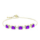 Goldplattiertes Silberarmband mit lila Achat und weißem Topas
