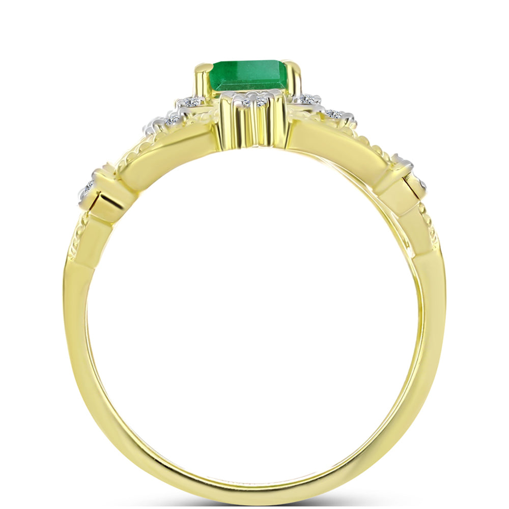 Goldplattierter Silberring mit brasilianischem Smaragd und weißem Topas 2 