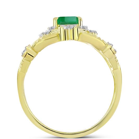 Goldplattierter Silberring mit brasilianischem Smaragd und weißem Topas