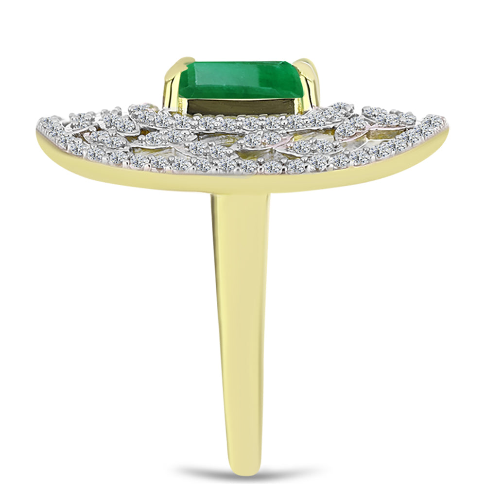 Goldplattierter Silberring mit brasilianischem Smaragd und weißem Topas 4 