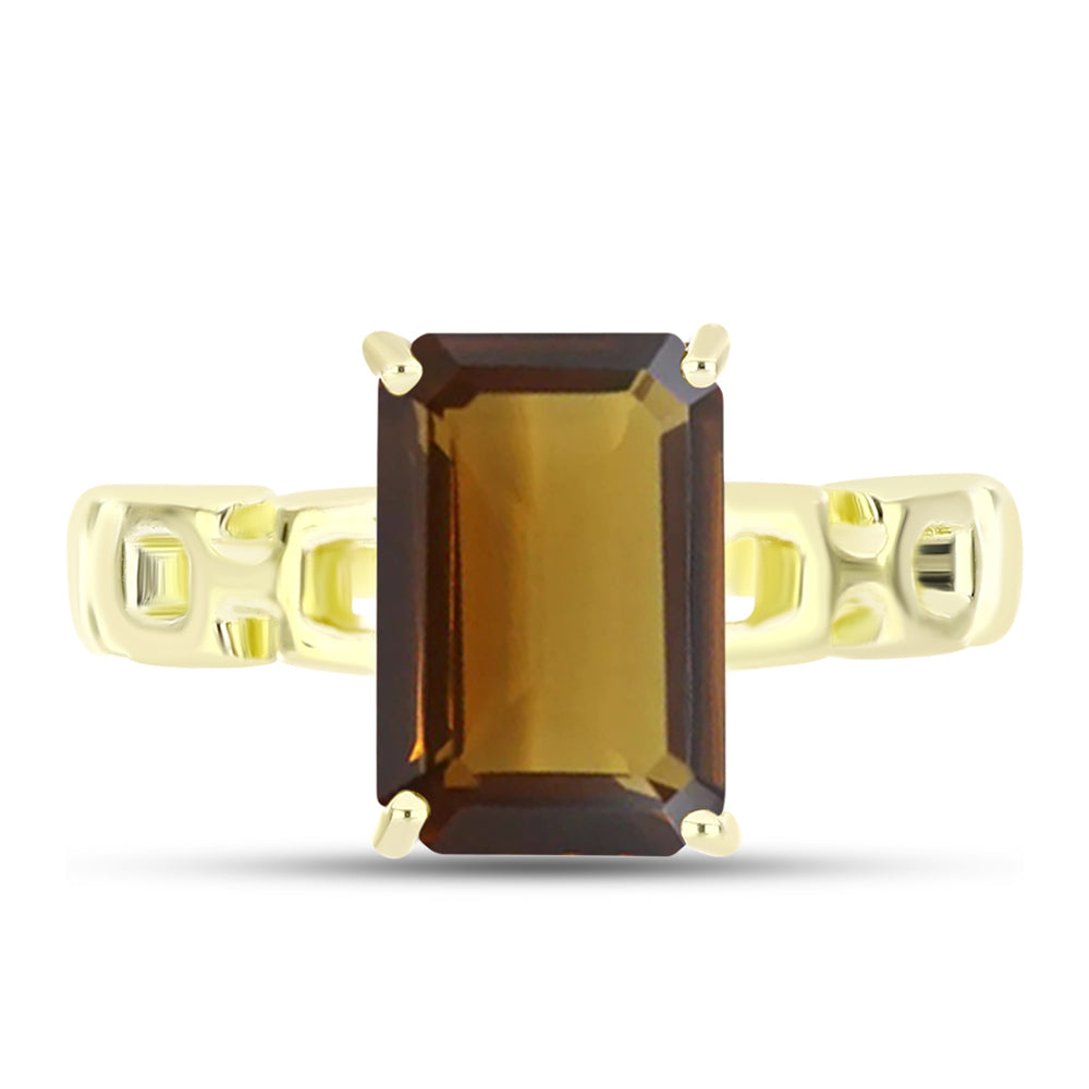 Goldplattierter Silberring mit Cognac-Quarz