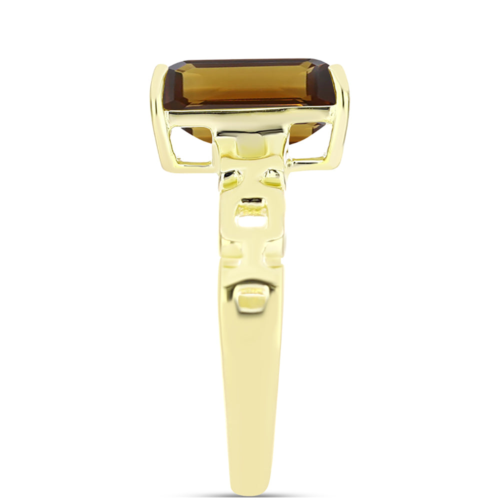 Goldplattierter Silberring mit Cognac-Quarz