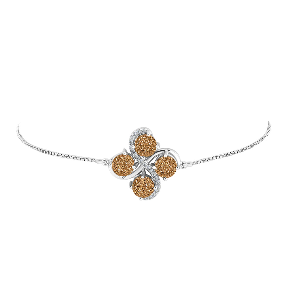 Silberarmband mit goldfarbener Druse und weißem Topas