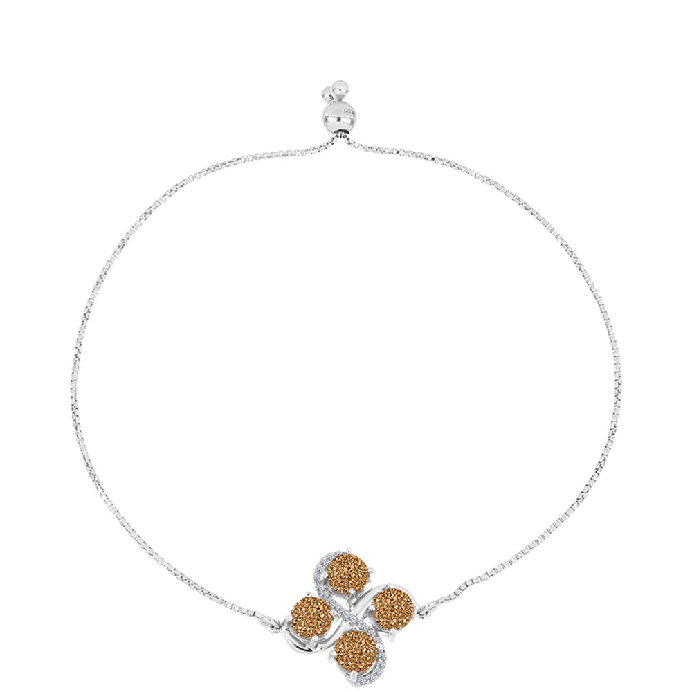 Silberarmband mit goldfarbener Druse und weißem Topas 1 
