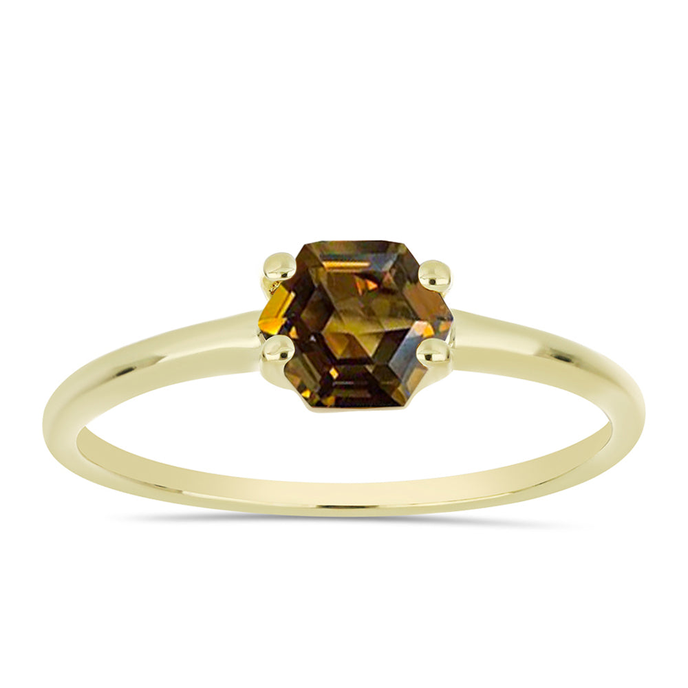Goldplattierter Silberring mit Cognac-Quarz 3 