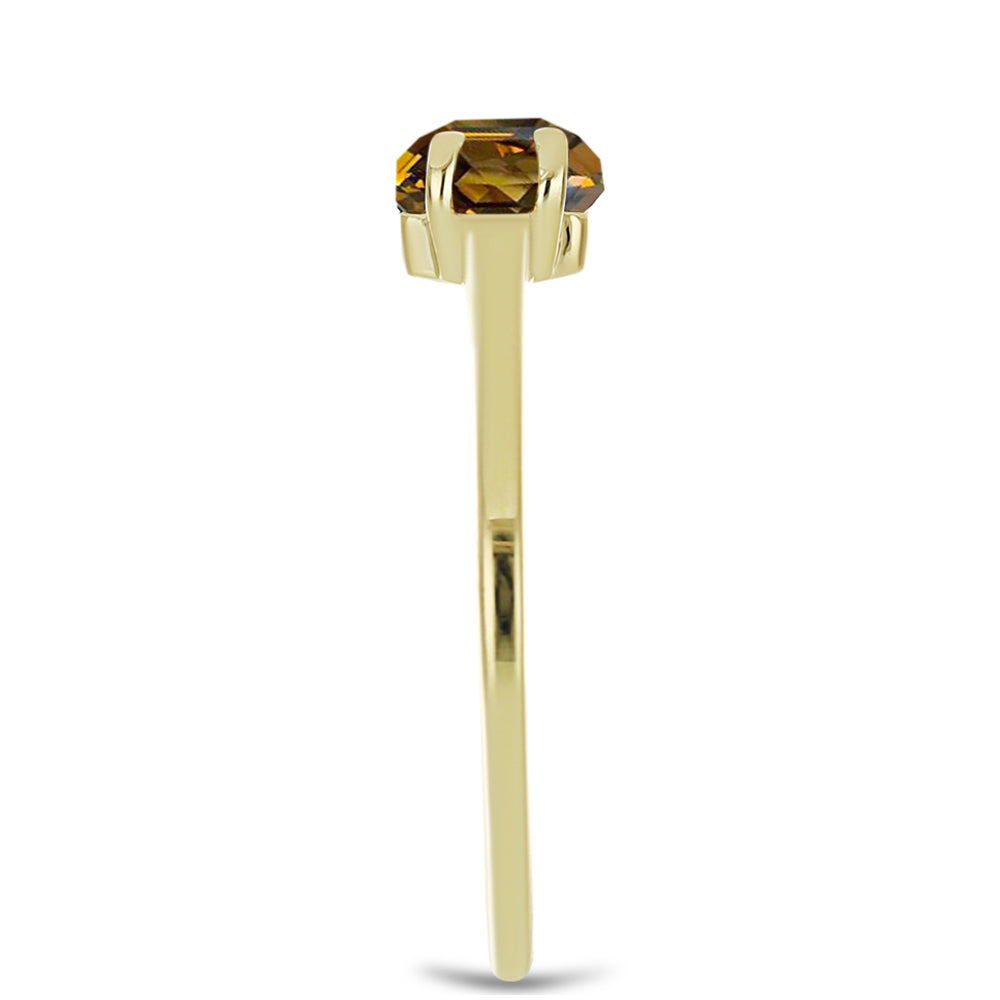 Goldplattierter Silberring mit Cognac-Quarz