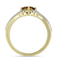 Goldplattierter Silberring mit Cognac-Quarz und weißem Topas