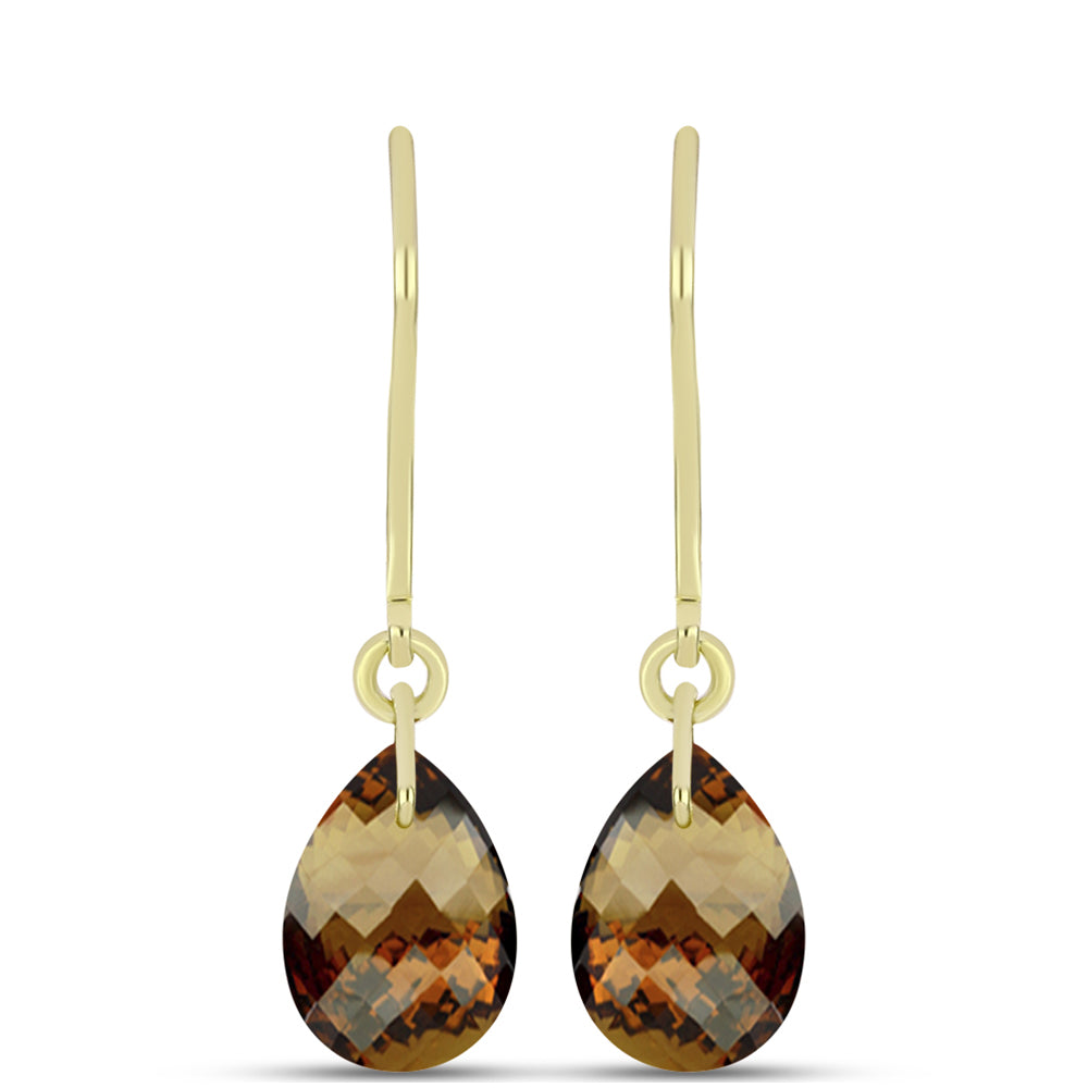 Goldplattierte Silberohrringe mit Cognac-Quarz