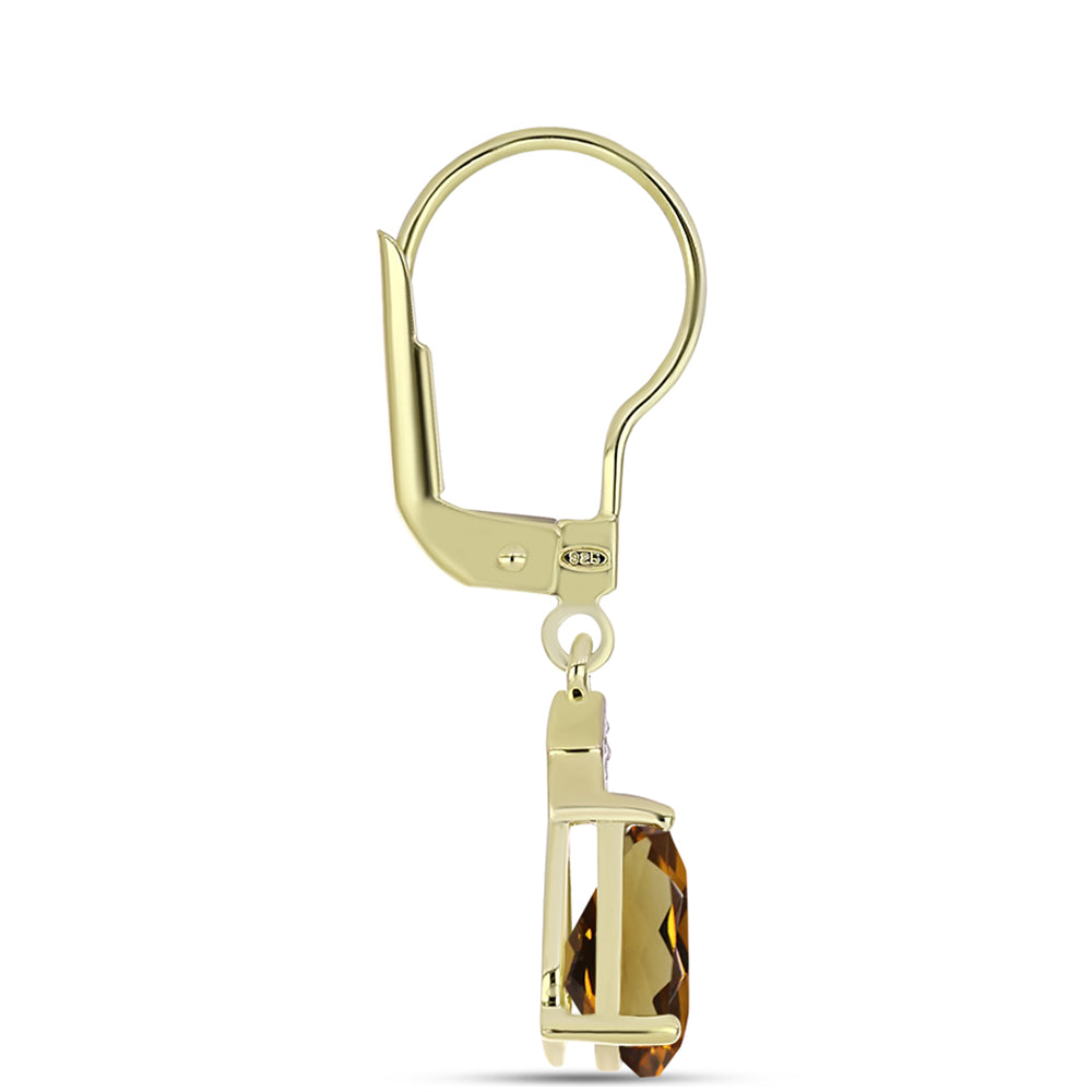Goldplattierte Silberohrringe mit Cognac-Quarz und weißem Topas 2 