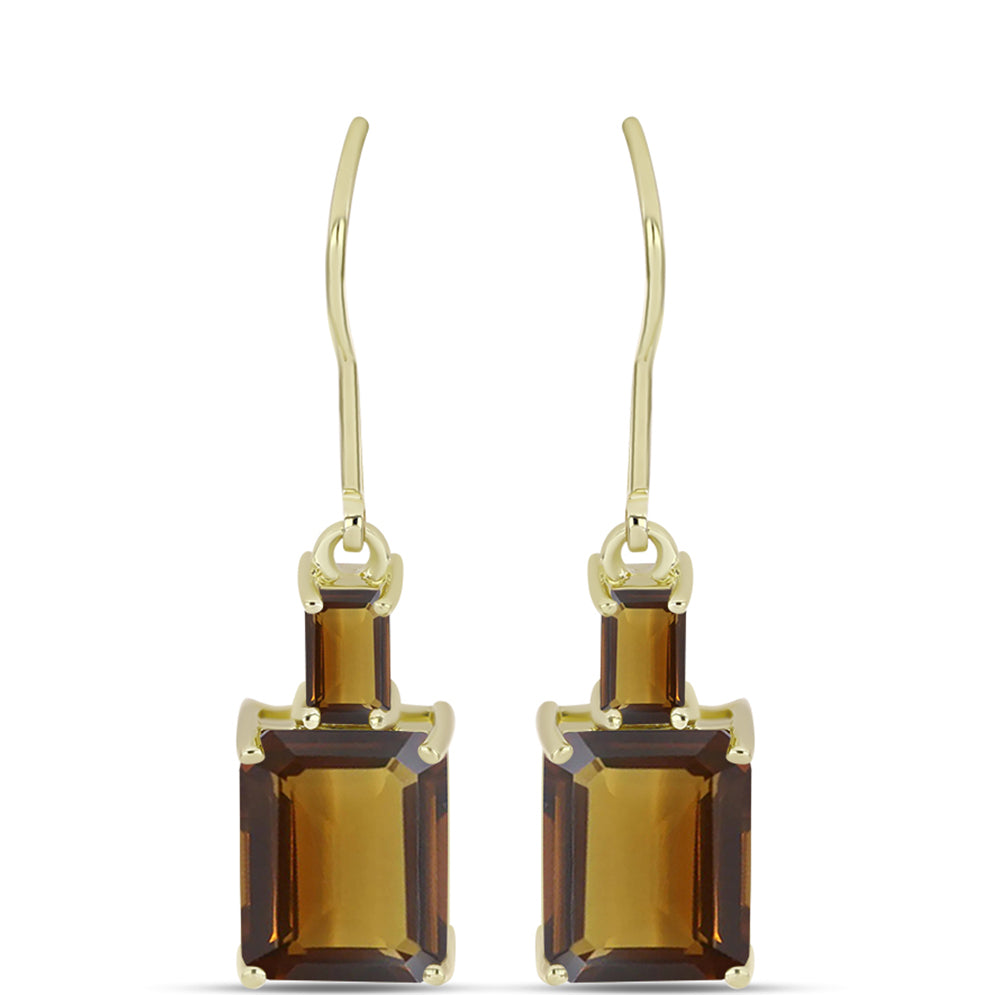 Goldplattierte Silberohrringe mit Cognac-Quarz 1 