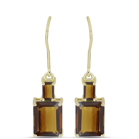 Goldplattierte Silberohrringe mit Cognac-Quarz