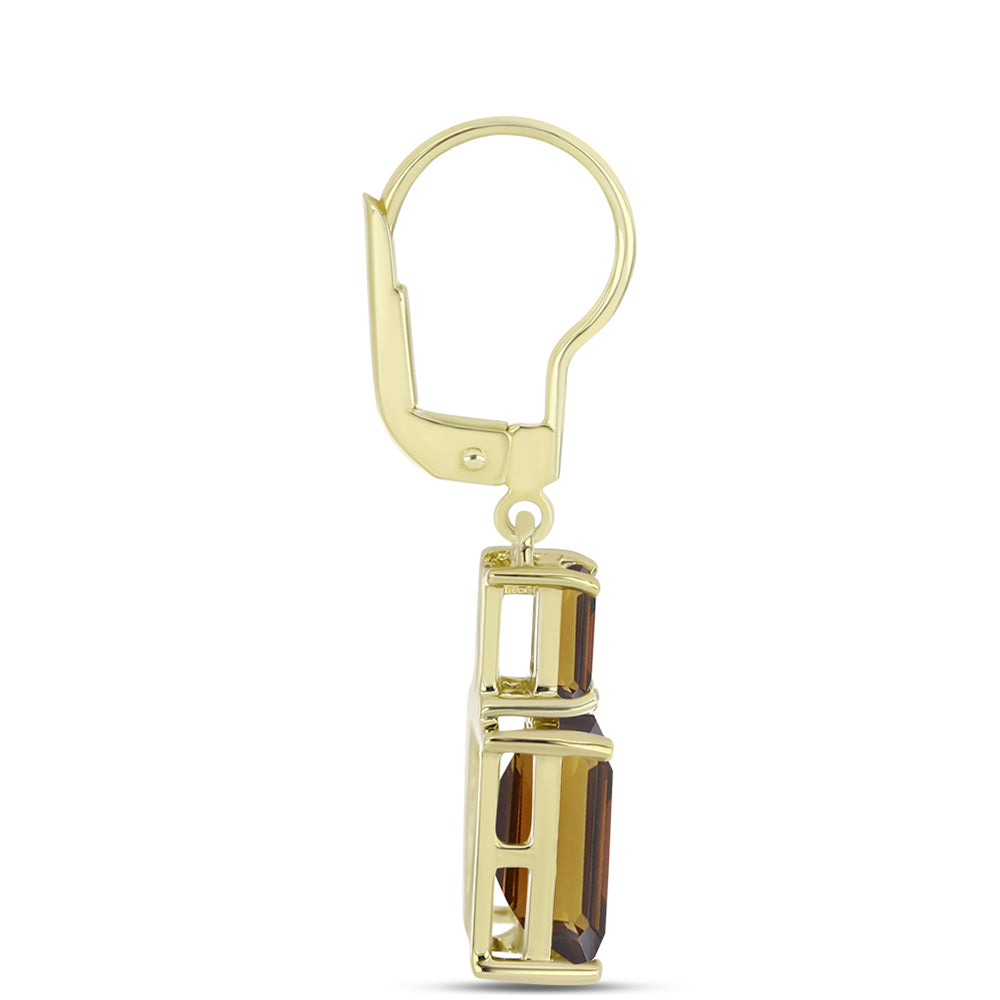 Goldplattierte Silberohrringe mit Cognac-Quarz