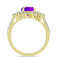 Goldplattierter Silberring mit lila Achat und weißem Topas