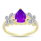 Goldplattierter Silberring mit lila Achat und weißem Topas