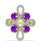 Goldplattierter Silberring mit lila Achat und weißem Topas