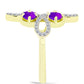 Goldplattierter Silberring mit lila Achat und weißem Topas