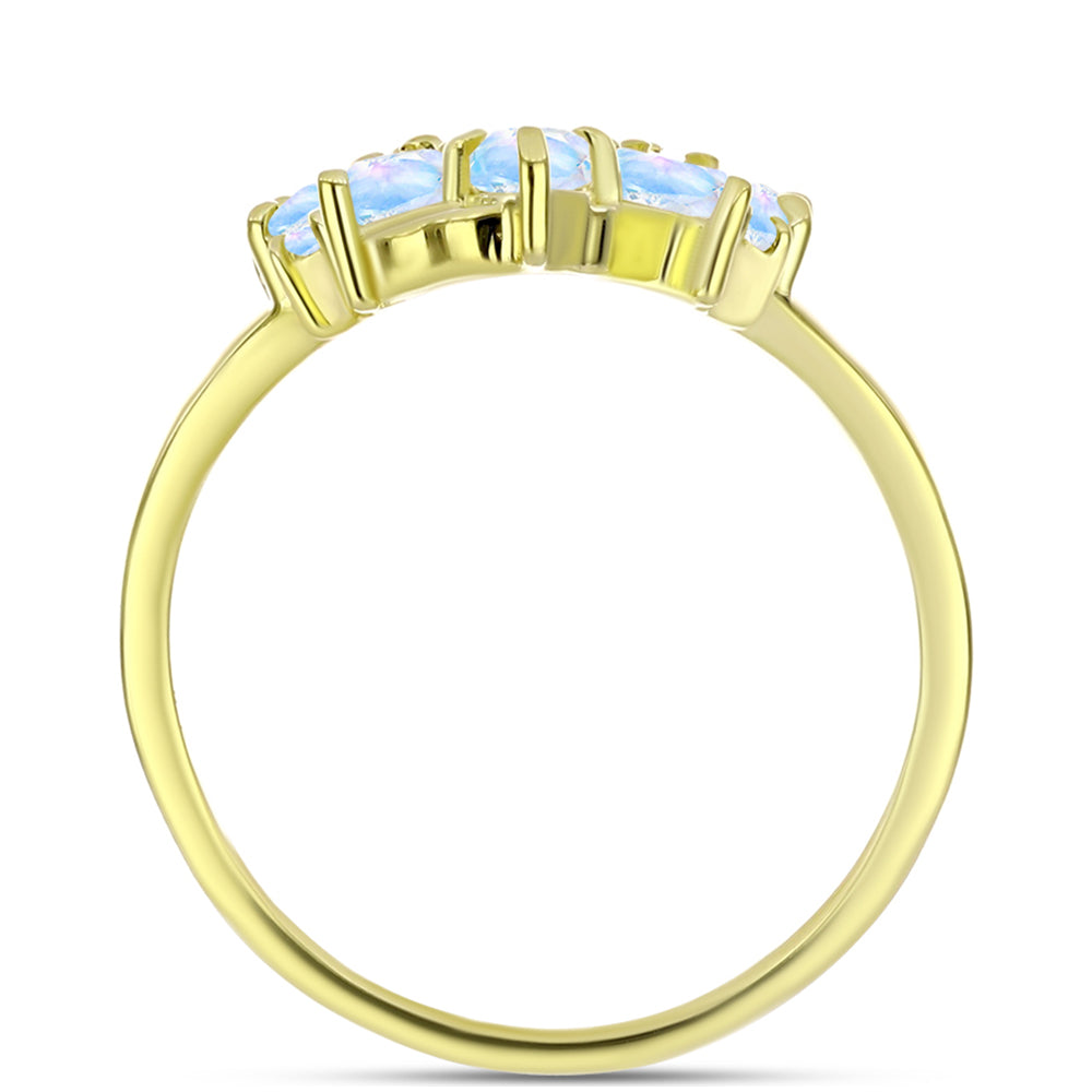 Goldplattierter Silberring mit Regenbogenmondstein 2 