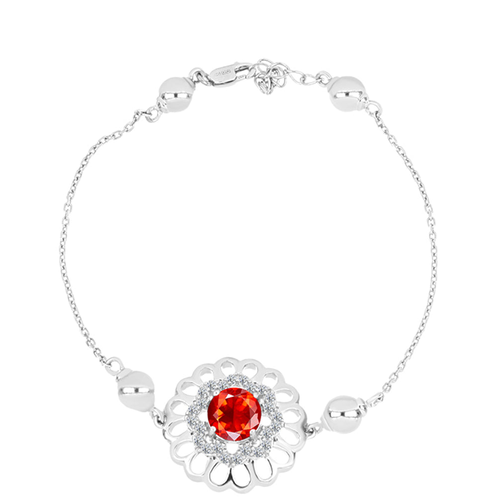 Silberarmband mit äthiopischem rotem Opal aus Lega Dembi und weißem Topas 2 