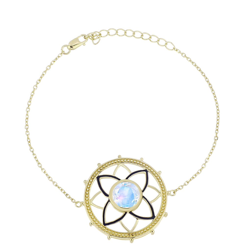 Goldplattiertes Silberarmband mit Regenbogenmondstein