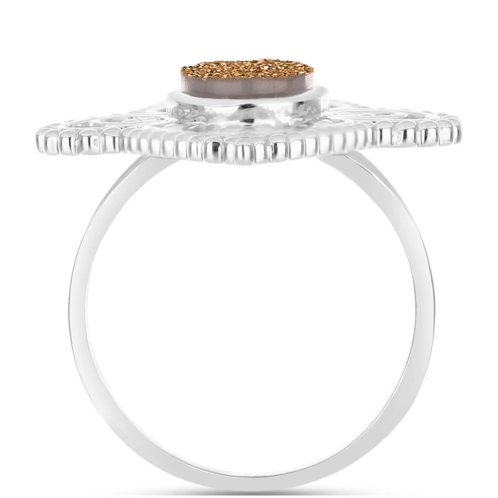 Silberring mit goldfarbener Druse
