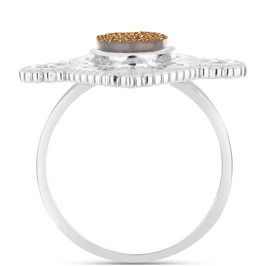 Silberring mit goldfarbener Druse