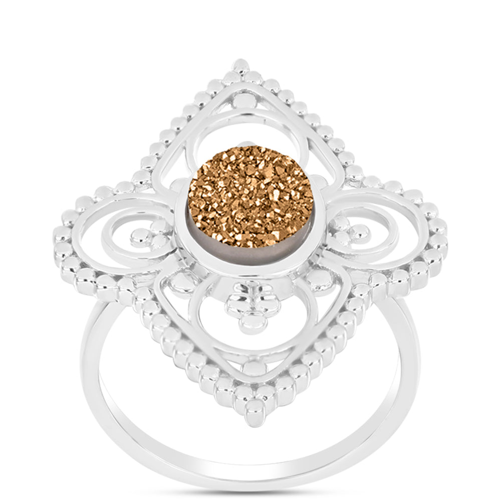 Silberring mit goldfarbener Druse