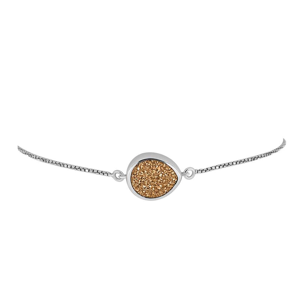 Silberarmband mit goldfarbener Druse 2 