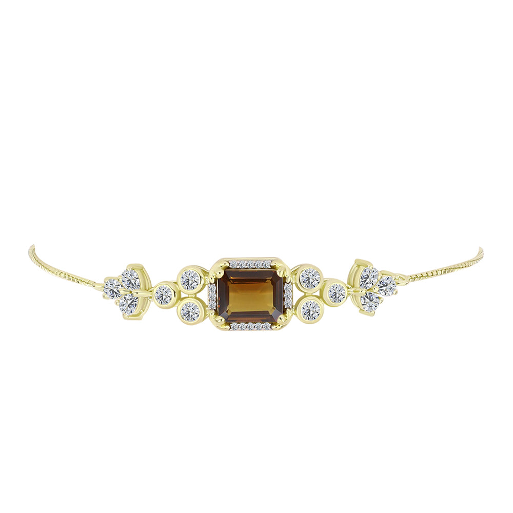 Goldplattiertes Silberarmband mit Cognac-Quarz und weißem Topas 2 