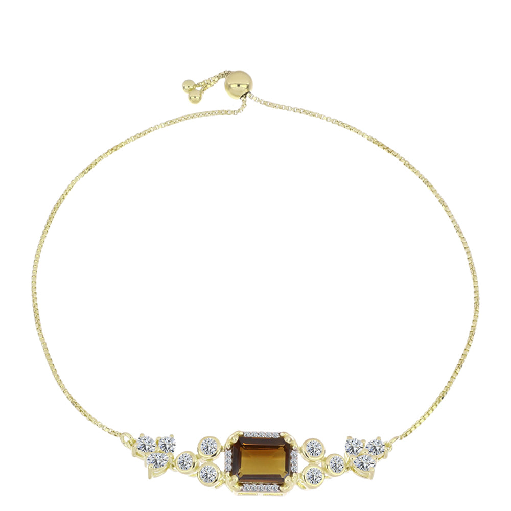 Goldplattiertes Silberarmband mit Cognac-Quarz und weißem Topas 1 
