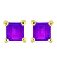 Goldplattierte Silberohrringe mit lila Achat