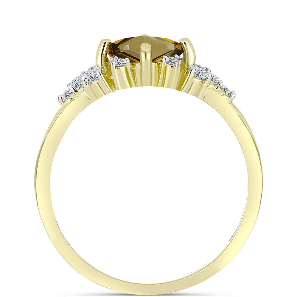 Goldplattierter Silberring mit Cognac-Quarz und weißem Topas